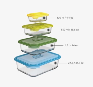 Set recipiente din sticla Joseph Joseph Nest 4 piese multicolor rezistent la temperaturi extreme - Img 3