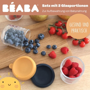 Set recipiente sticla Beaba 250 ml 2 buc rezistente la temperaturi culori NachtblauHoney - Img 2