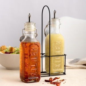 Set Sticle Ulei si Otet Kilner 0,3 L cu Suport Metalic si Capacitate de 300 ml - Img 4