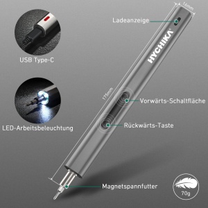 Set surubelnita electrica HYCHIKA 67 in 1 precizie acumulator reincarcabil ideal pentru electronice si ceasuri - Img 2