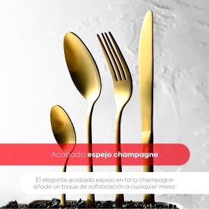 Set tacamuri BERGNER Munchen 24 piese pentru 6 persoane, inox, culoare champanie - Img 2