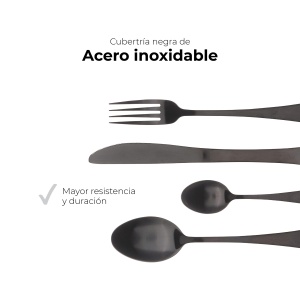 Set Tacamuri Bergner Munich, 24 Piese, Otel Inoxidabil, Negru Mat - Img 3