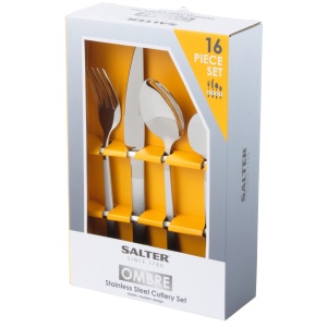 Set tacamuri Salter Ombre 16 piese inox negru-argintiu design modern - Img 5