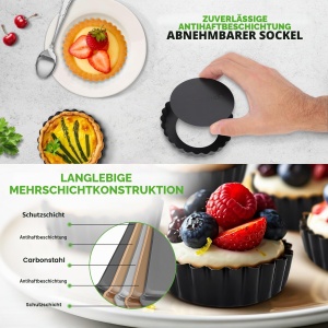 Set Tarteform Nutrichef 10 Mini Tartelette 10 cm, Carbonstahl, Antihaft - Img 3