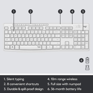 Set Tastatura si Mouse Logitech MK295, tehnologie SilentTouch, culoare alb - Img 6