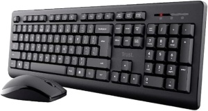 Set tastatura si mouse wireless Trust Primo, QWERTY spaniol, profil jos, material de calitate