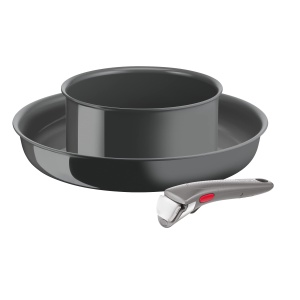 Set Tefal Ingenio Renew 3 piese, tigaie 28 cm, oala 18 cm, antiaderenta, reciclata