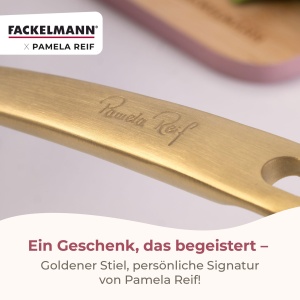 Set tigai Fackelmann x Pamela Reif 3 piese 20-24-28 cm aluminiu reciclat invelis ceramic Pastel-Bej - Img 6