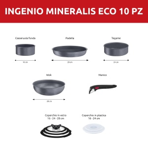 Set tigai Lagostina Ingenio Mineralis Eco 10 piese antiaderent aluminiu reciclat - Img 2