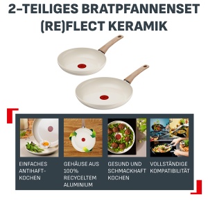 Set tigai Tefal Reflect On 2428 cm, antiaderente, aluminiu reciclat, crema - Img 2