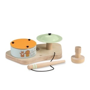 Set tobe pentru copii Hauck Play Drums S din lemn FSC pentru coordonare mana-ochi compatibil cu Play Tray - Img 4