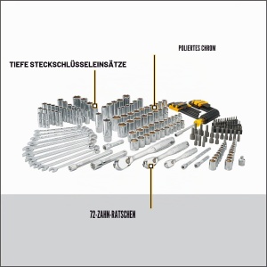 Set unelte mecanice DEWALT DWMT81534, 205 piese, cu trusa de transport - Img 4
