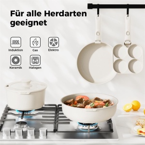 Set vase de gatit YASHE 20 piese cu maner detasabil antiaderent gri - Img 3