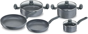 Set vase si tigai Lagostina Antea 8 piese aluminiu gri rezistent la zgarieturi - Img 2