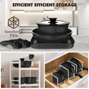 Set vase si tigai YASHE 21 piese antiaderente compatibile inductie design compact - Img 8