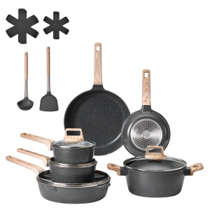 Set vase VEVOR 17 piese antiaderent pentru plite inductie culoare neagra - Img 9