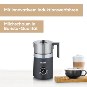 SEVERIN SPUMA 700 Spumant de lapte cu inductie, spumant de lapte electric fara ardere, rezistent la masina de spalat vase, otel inoxidabil periat/negru mat, SM 3586 - Img 2