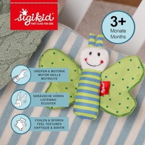 Sigikid Greifling Schmetterling 41179 Jucarie pentru Bebelusi Verde cu Sunete - Img 2