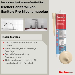 Silikon sanitare Fischer DSSA BG, 310 ml, culoare bej, ideal pentru baie si bucatarie - Img 3
