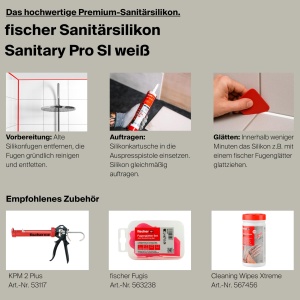 Silikon Sanititar Fischer DSSA, 310 ml, alb, rezistent la umiditate - Img 5