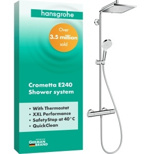 Sistem de dus hansgrohe Crometta E cu termostat, cap de dus 240 mm, crom