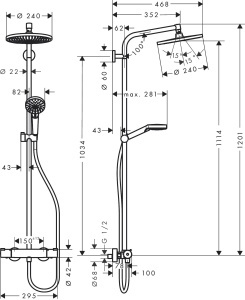 Sistem de dus hansgrohe Crometta S, termostat, cap de dus 240 mm, crom - Img 5