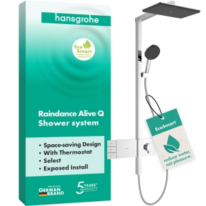 Sistem de dus hansgrohe Raindance Alive Q, 340x210 mm, Crom, EcoSmart
