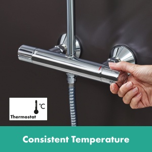 Sistem de dus hansgrohe Vernis Blend cu termostat, cap de dus 205 mm, crom - Img 3