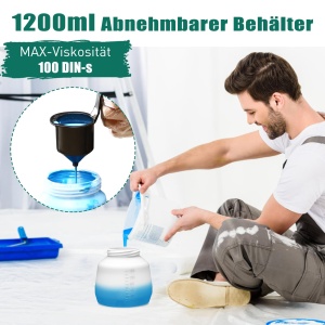 Sistem de pulverizare a vopselei HYCHIKA 600W, pulverizator de vopsea HVLP de 1200 ML, 3 modele de pulverizare, 4 duze si 2 instrumente de curatare, pistol de vopsea reglabil pentru pereti si lemn, metale - Img 4