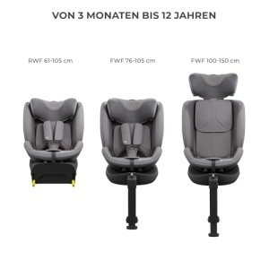 Sistem modular pentru copii KINDERKRAFT ENDURA SAFE, 3in1, gri, ultraleicht, cu baza rotativa - Img 10