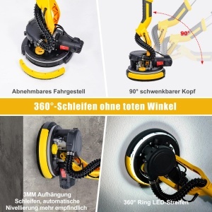 Slefuitor de perete HYCHIKA 750W cu maner telescopic si absorbtie de praf - Img 5