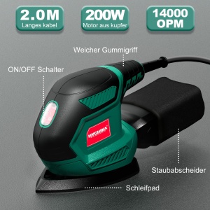 Slefuitor Delta HYCHIKA 200W cu 12 foi abrazive si sistem eficient de colectare a prafului - Img 4