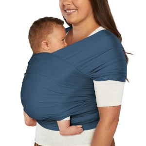 Sling pentru copii Ergobaby pentru nou-nascuti de la nastere pana la 11,3 kg, sling Aura Mesh din poliester reciclat si elastan, elastic si respirabil, sling unisex, Twilight Navy