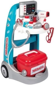 Smoby - carucior medical electronic - carucior doctor cu 2 roti, functii electronice si sunet, multe accesorii, pentru copii de la 3 ani