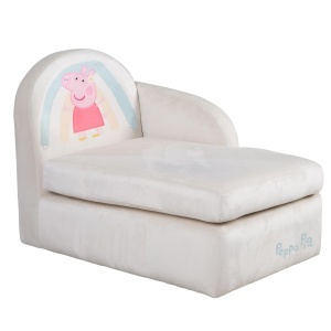 Sofa pentru copii Peppa Pig, confortabila, cu accotoare, 54x75x47 cm, bej