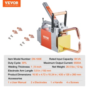 Soldor portabil VEVOR sudor cu puncte grosime de 18 inch cu capacitate de intrare de 15 kVA pistol cu varf de sudura sudor cu puncte din tabla metalic - Img 7