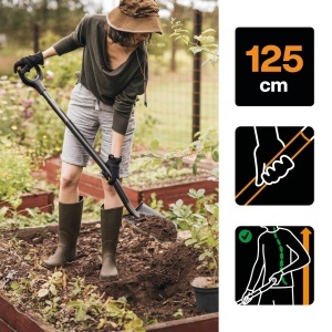 Spaten de gradinarit Fiskars 1070639, 125 cm, Borstahl, Ergonomic, GriNegru - Img 4