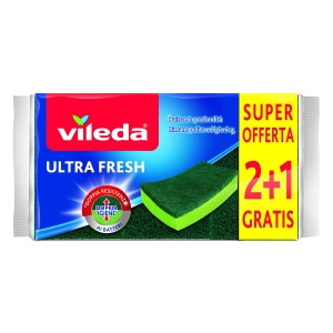 Sponge abraziv Vileda Ultra Fresh, antibacterian, verde, format 21