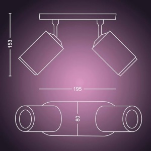 Spoturi LED Philips Hue Fugato, 2x350lm, dimmabile, 16 milioane culori, negru - Img 3
