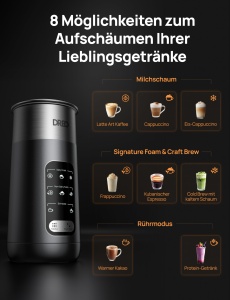 Spumator de lapte DREO, 270ml, 8-in-1, din otel inoxidabil, cu LED - Img 4