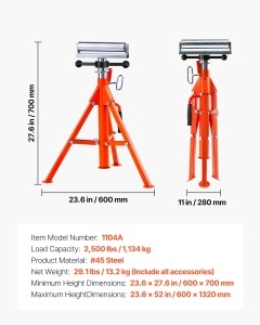 Stand pentru roti VEVOR 1134 kg, inaltime ajustabila 700-1320 mm, din otel - Img 7
