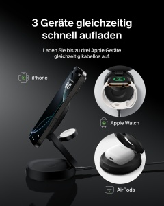Statia de incarcare wireless Belkin BoostCharge 3-in-1, 15W, MagSafe, pliabila - Img 2