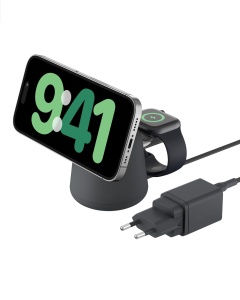 Statia de incarcare wireless Belkin BoostCharge Pro 2-in-1, 15W, Qi2, negru - Img 1