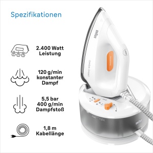 Statie de calcat Braun CareStyle Compact IS 2132 WH, 2400W, 1.5L, Alb - Img 4