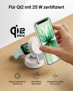 Statie de incarcare inductiva Belkin UltraCharge Pro 2-in-1, 25W, bej - Img 5