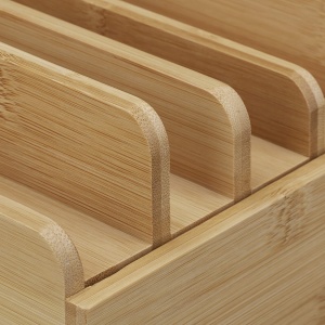 Statie de incarcare Relaxdays din bambus pentru 6 dispozitive, organizator cabluri - Img 8