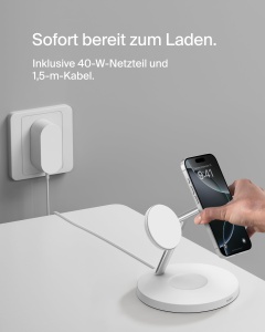 Statie de incarcare wireless Belkin BoostCharge Pro 3-in-1, 15W, MagSafe, alba - Img 7