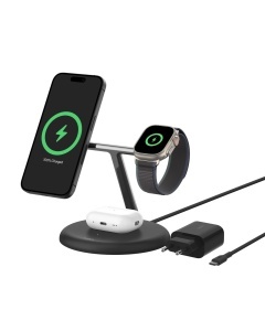 Statie de incarcare wireless Belkin BoostCharge Pro 3-in-1, 15W, MagSafe, Negru - Img 2