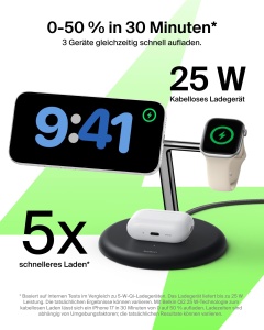 Statie de incarcare wireless Belkin UltraCharge 3-in-1, 25W, negru - Img 2