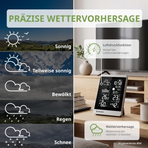 Statie Meteo Bresser ClimateTemp NDV-NEO, cu Senzor Exterior, ArgintieNeagra - Img 6